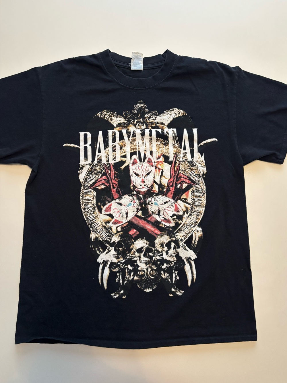 BABYMETAL Y2K skull band shirt red, white, and black